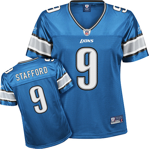 Lions #9 Matthew Stafford Blue Women's Team Color Stitched NFL Jersey